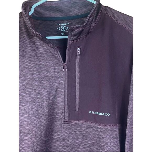 G.H. Bass & Co. Mens Heathered Purple Quarter Zip Fleece Top Size XL - Picture 2 of 4